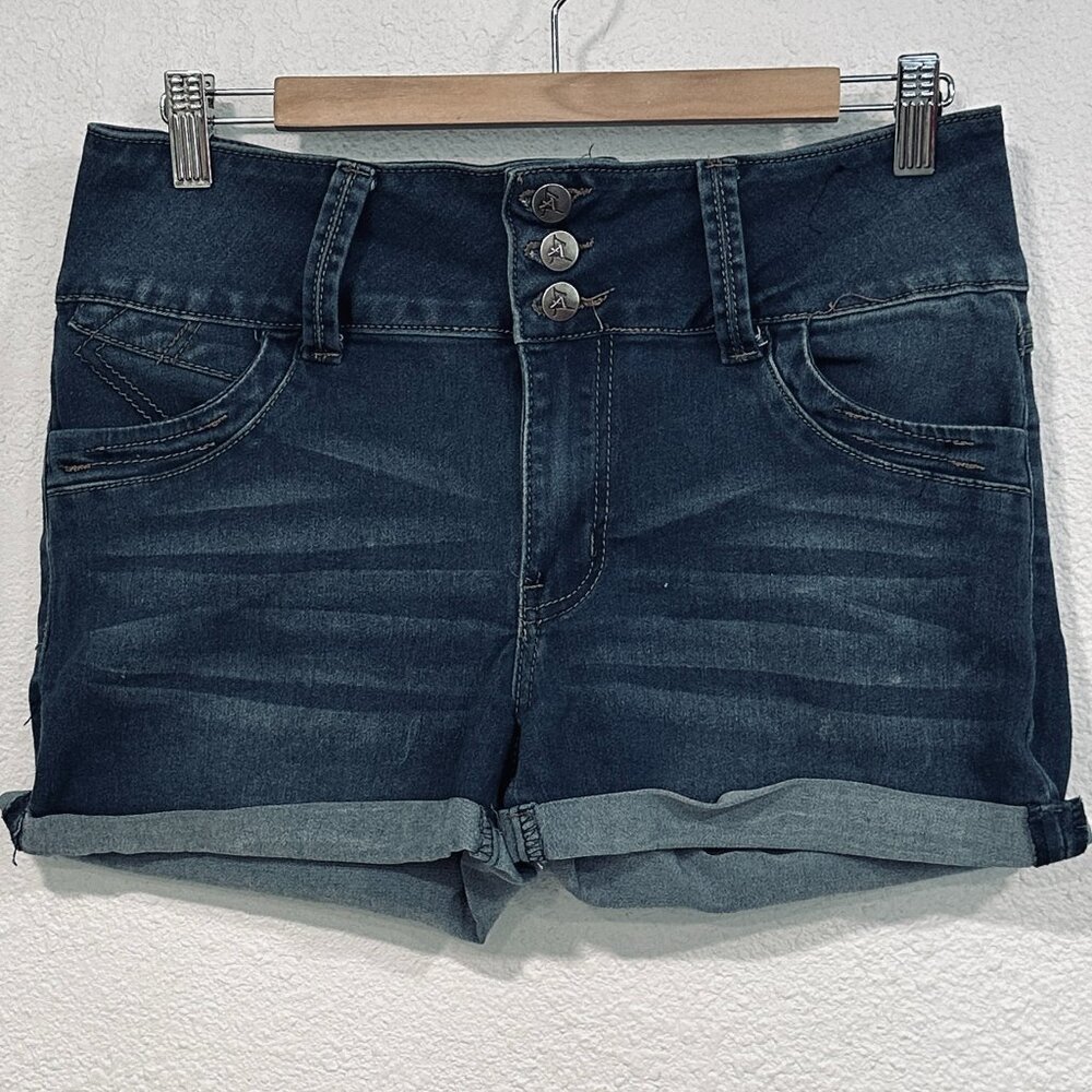 Always Friday Blue Jean Shorts Comfort Waist Cuffed Stretch W31xL3 JRs Size 13